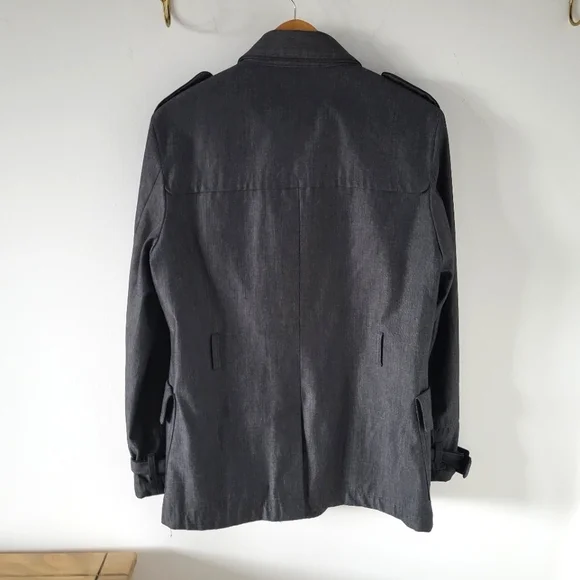 Men's Medium Grey Botton Up Topman Overcoat - Picture 2 of 6